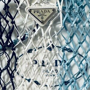 Prada Black, White, and Blue Net Bag
